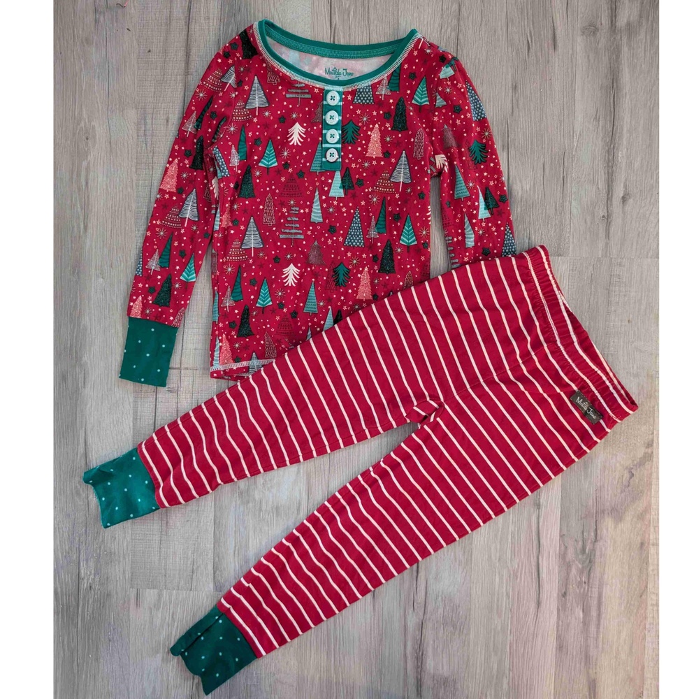 Matilda Jane Red Green Christmas Festive Striped Pajamas Size 4t (k7)